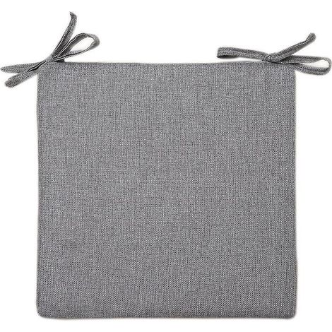 1 X Coussin De Chaise D't En Coton Lin Gris - 40 X 40 X 4 Cm - Aspect Lin Uni - Rsistant Aux Taches Et  L'eau - Avec Sangle De Fixation (1/5)