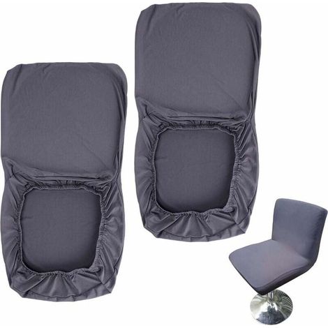 Lot de 2 housses pour tabourets de bar gris foncé avec housse de dossier pivotante pour chaise de salle à manger extensible courte (1/5)
