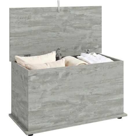 HOMCOM Storage Chest with Safety Hinged Lid, 102L Storage Box, Grey (1/5)