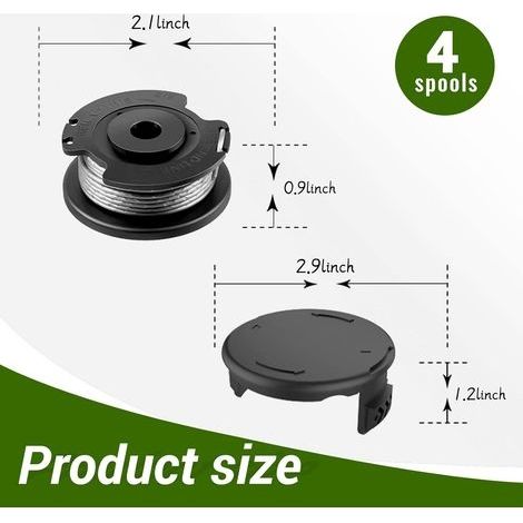 4 Ersatzspulen für Rasentrimmer, passend für Bosch ART 23 SL/ART 26 SL/ART 2300/ART 23-28/ART EASY (F016800569/F016800385), mit 1 Abdeckung (F016F04557) (1/4)