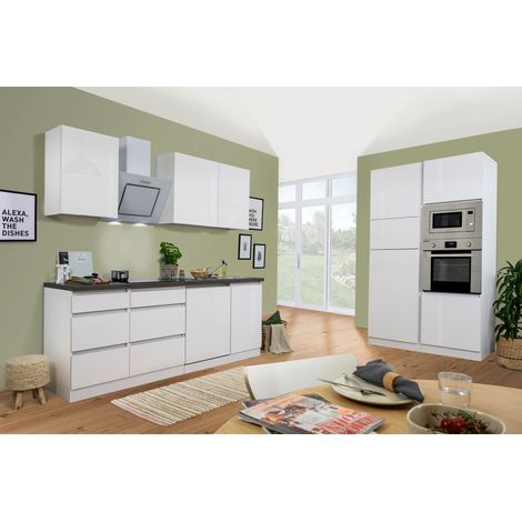 Cuisine Kitchenette Bloc cuisine sans poignée Blanc Lorena 345 cm Respekta
