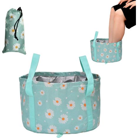 Bac À Pieds Pliable - 18 L - Pour Bain De Pieds À Domicile Ou En Voyage - Double Couche PEVA/Polyester - Noir (1/5)