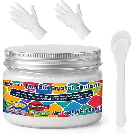Mastic de jointoiement blanc pour mosaïque - 200 g - Convient pour pierres de mosaïque/céramique, pierres décoratives, projets de bricolage et plus encore (1/5)