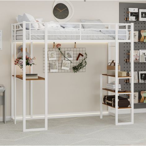 letto contenitore 90x190 ferro con scrivania bianco OKMYHOME (1/5)