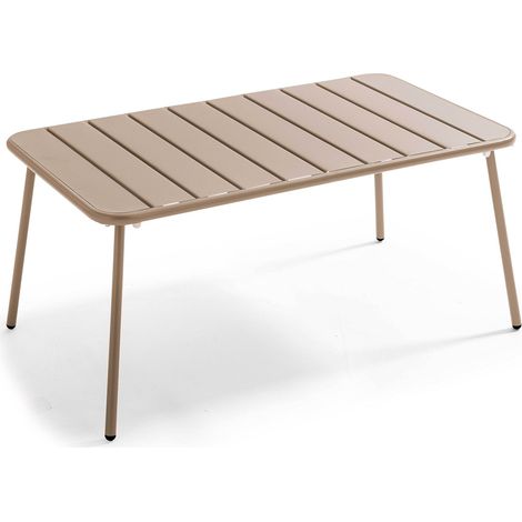 Table basse de jardin acier taupe 90 x 50 cm - Palavas (1/5)