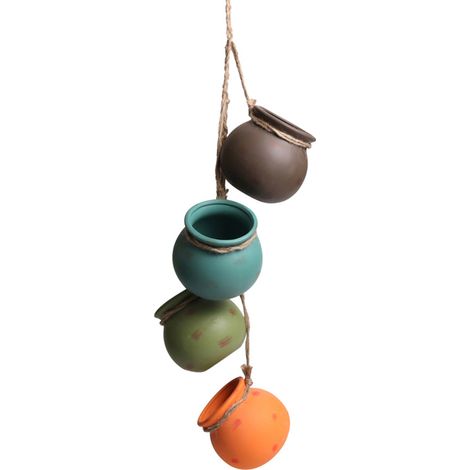 Paquet de 4 Pots de fleurs suspendus, Mini Pot de plantes suspendu en céramique avec corde pour décoration intérieure et extérieure (1/5)