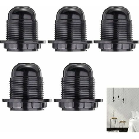 LaBlanc - Paquete de 5 portalámparas vintage E27, color negro, para mesita de noche, con rosca E27, 250 V, 4 A, E27 (1/5)