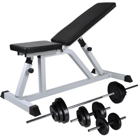 vidaXL Panca da Palestra con Bilanciere e Set di Manubri 30,5 kg (1/5)