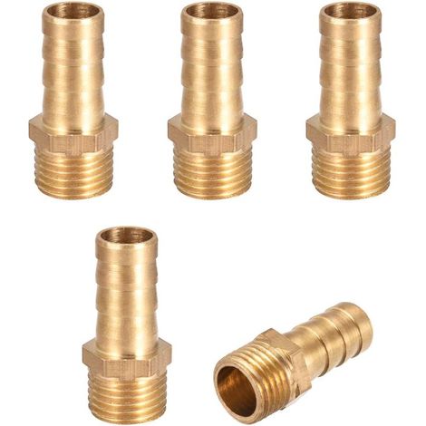 Raccord Cannelé Laiton - 5 Pièces - 10mm x G1/4 Mâle - Connecteur Tuyau Arrosage Pompe (1/4)