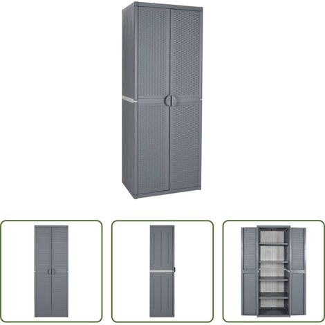vidaXL Buffet extérieur -  Armoire de rangement de jardin gris 65x45x172 cm PP rotin (1/5)