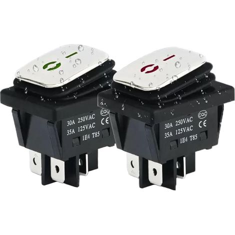 Interrupteur à Bascule Étanche Miniature en Métal KCD44pcs SPST ONOFF 4 Broches 30A 250VAC, LED Rouge/Vert, IP65 pour Équipements Électroménagers (1/5)