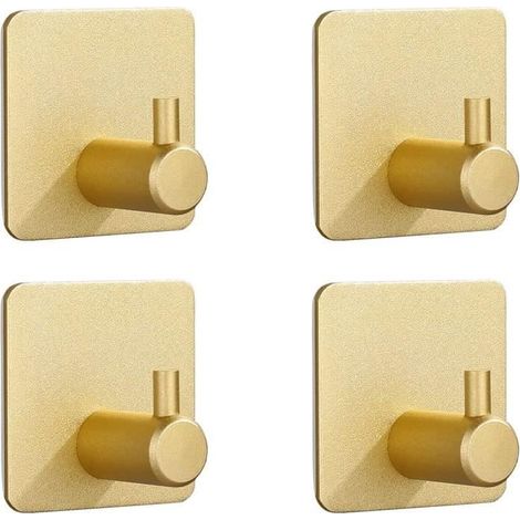 Patère - 3M - Crochet Adhésif Mural - Acier Inoxydable 304 - Or - 4 Pcs (1/4)