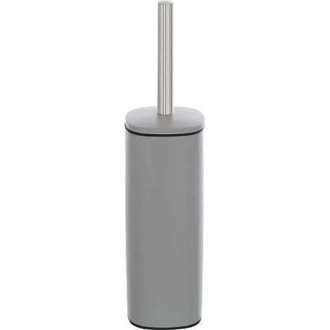 Portascopino grigio opaco con setole nere e contenitore estraibile (1/3)