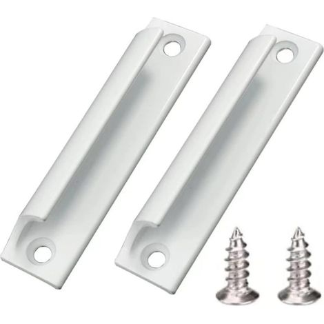 2-Piece White Aluminum Alloy Handle Sliding Door Handle Balcony Door Handle Cabinet Drawer Handle For Windows, Furniture Hardware with Screws (1/3)