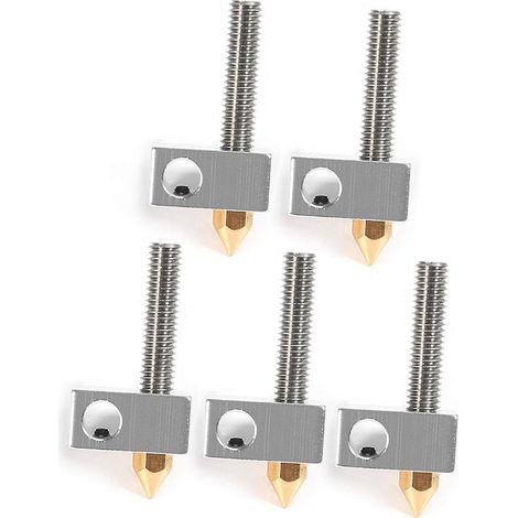 5Pcs/Set 0.4mm Brass Nozzle Extruder Print Head + Heater Block Hotend + 1.75mm Throat Tubes Pipes fo (1/5)