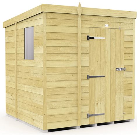 5 x 7 Feet Pent Shed - Single Door With Windows - Wood - L214 x W158 x H201 cm