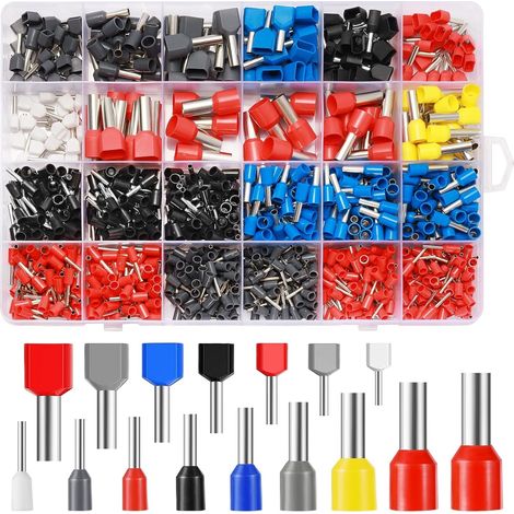 900 Pièces Embouts de Cablage, 0.5-16mm² Cosses et Kits, Embouts de Câble Isolés Double, Cosse à Sertir Viroles Connecteur pour Connexion de Fils, Pince Électricien (1/5)