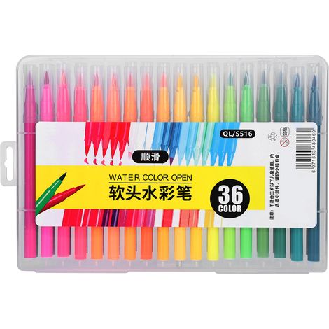 Watercolor Pen Drawing Assorted Colors Fineliner Tip Art Markers Painting Supplies36 Colors (1/5)