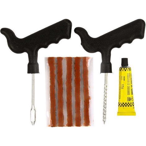 Mèche Réparation Pneu en Caoutchouc Naturel Mèche Pneu Voiture Kit Réparation Pneu Moto avec 2 Outils de Pose kit Réparation Tubeless Moto Auto Camion Tracteur- (1/5)