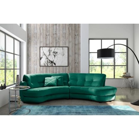 Canapé en tissu luxe 5/6 places BRENNER vert foncé, côté accoudoir gauche (1/5)
