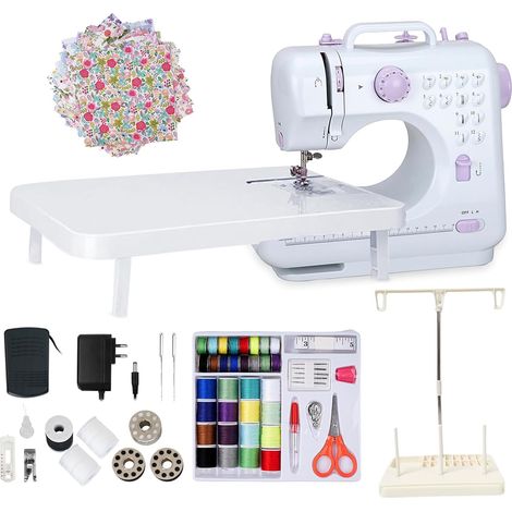 505A Mini Machine à Coudre Avec 12 Points, 42 Pièces Kit De Couture Et 25 Pièces De Patchwork, Bobine De Fil, Mini Machine Coudre Manuelle Électrique Vêtements (1/5)
