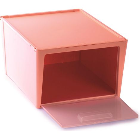 Boîte de Rangement, 15 L, Boîte Organisateur, Conteneur en Plastique Gain de Place, Organisateur Rose, 37 x 27.7 x 33 cm, Ouverture Frontale (1/5)