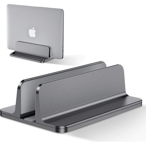 Support Ordinateur Portable Vertical, Support PC Portable en Aluminium Réglable Bureau Laptop Stand pour MacBook Pro/Air, iPad, Surface, HP, Lenovo, Tablette et Autre Laptops - Gris (1/5)