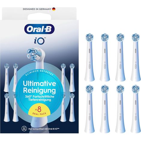 Ultimate Reinigung Lot de 8 brossettes de rechange d'origine pour brosse à dents électrique iO Blanc (1/5)