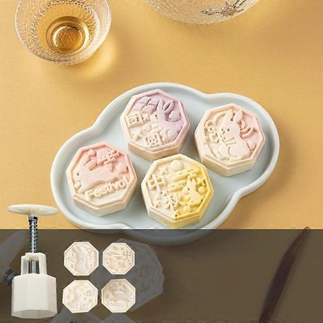 Moule à gâteaux de lune en forme de lapin, emporte-pièce à pression manuelle pour décorer les biscuits en fondant, idéal pour la pâtisserie. (1/5)