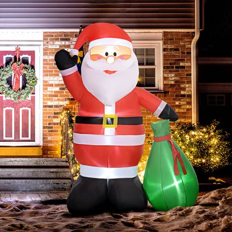 Père de Noël gonflable de 180 cm avec lumières LED, matériel fixation et souffleur, intérieur et extérieur (1/5)