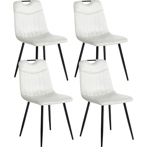 Esszimmerstuhl 4er Set ARGYLE Samtstoff Cremeweiß