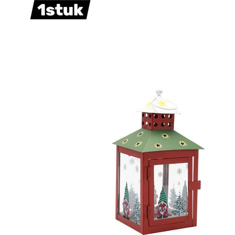 pièce - Bougeoir de Noël - Bougeoirs Bonhomme de neige et Père Noël - Guirlandes lumineuses festives - Décoration de Noël - Vert et rouge (1/5)