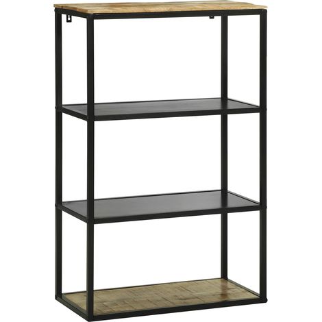 Bibliothèque 3 étagères en bois de manguier massif 70 x 35 x 110 cm - PANGIVO (1/5)