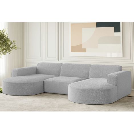 Wohnlandschaft U-Form Sofa PALMA in Stoff Ascot Toffee
