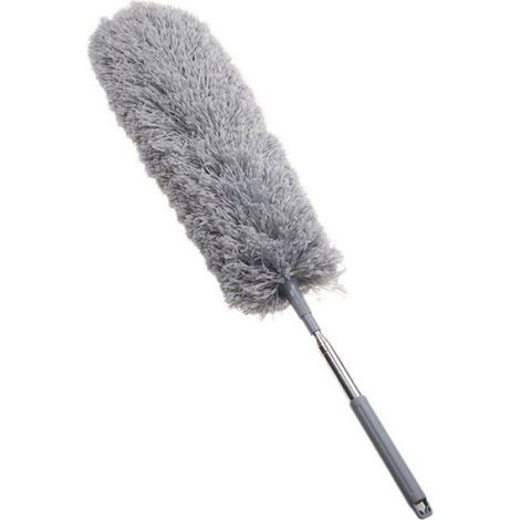 Plumeau Télescopique Extensible, Manche Réglable jusqu'à 120cm, Fibres Grises Capteur de Poussière (1/5)