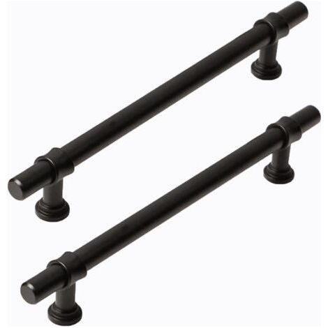 2 mattschwarze Griffe für Schränke, Küchen und Schubladen. Lochabstand: 96 mm. Hergestellt aus Aluminium und Zinklegierung. Schrauben im Lieferumfang enthalten. (1/5)
