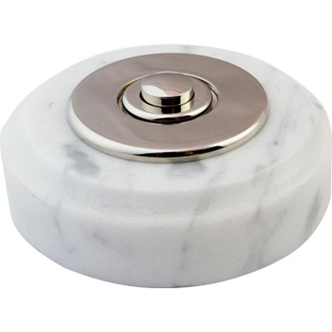 Sonnette Cannes filaire marbre blanc collerette chrome