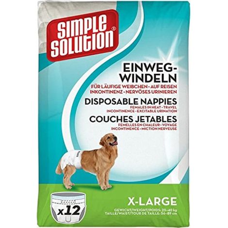 Simple Solution Pannolini per Cani USA e Getta per Cani di Sesso Femminile Super Absorbent Leak-Proof Fit Indicatore di umidità Confezione da 12 (1/5)