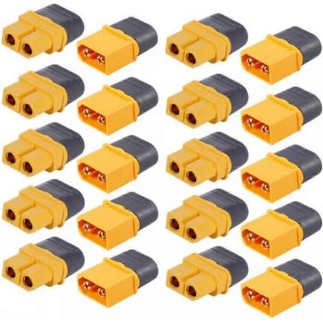 Lot de 10 paires de connecteurs XT60 mâles et femelles, boîtier XT60H - Parfait (1/5)