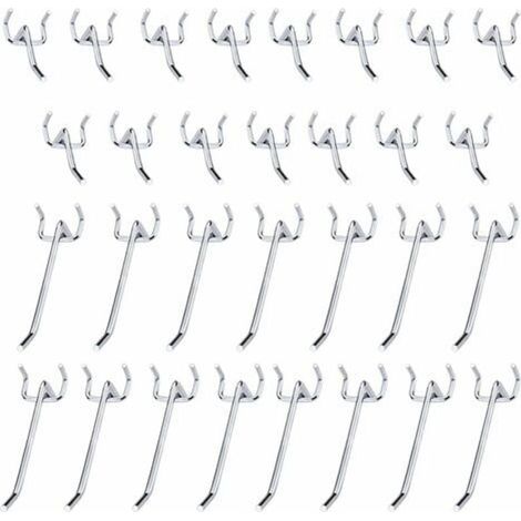 30 Pcs Pegboard Hooks Metal Pegboard Hooks Accessories - 10cm and 5cm Single Hook Set for Garages, Tool Sheds, Workshops - RAPANDA (1/4)