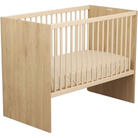 Lit bébé transformable SAUTHON Adele 120 x 60 cm + Matelas Confort Baby 10 cm Hêtre/Crème