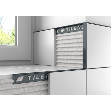 Tileasy Cobalt Grey 12mm Square Edge Metal Tile Trim - CGAT12