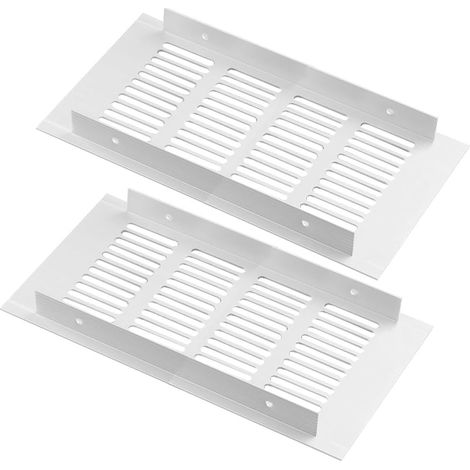 Lot de 2 Grille d'aération Aluminium, Rectangulaire Blanche 100x200mm, Pour Armoire Cuisine