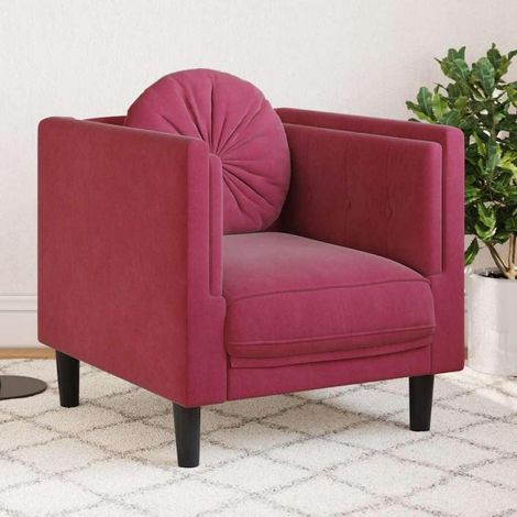 Stoff Doppelsofa mit Kissen, Weinrot Samt, 71x77x70 cm (1/5)