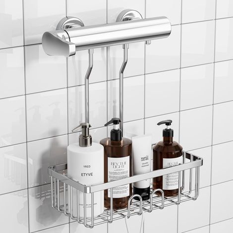 Hanging Shower Shelf Silver Shower Shelf No Drilling Shower Storage in SS304 Stainless Steel Shampoo Holder for Shower 30 x 13 x 37.5 cm (1/5)