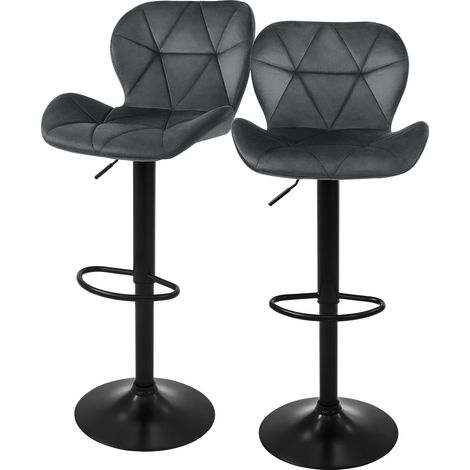 ML-Design Set di 2 Sgabelli da Bar Rivestimento in Velluto Grigio Sedia da Bancone Regolabile in Altezza 59-79 cm Girevole a 360° Sgabello Alto da Cucina Sedie da Bistrot con Schienale e Poggiapiedi