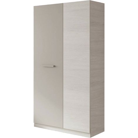 Dmora - Armario Daabec, Armario dormitorio con 2 puertas batientes, Mueble con 3 baldas y barra perchero, 90x52h200 cm, Blanco y Marrón