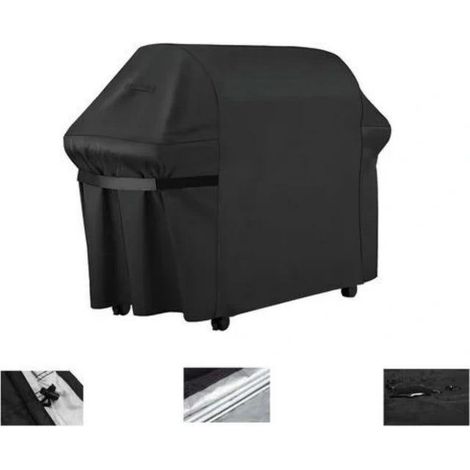 Housse de barbecue d'extérieur rectangulaire 145 x 61 x 117 cm, 210D UV et imperméable, adaptée pour Weber, Holland, Jennair Campingaz et plus. (1/4)