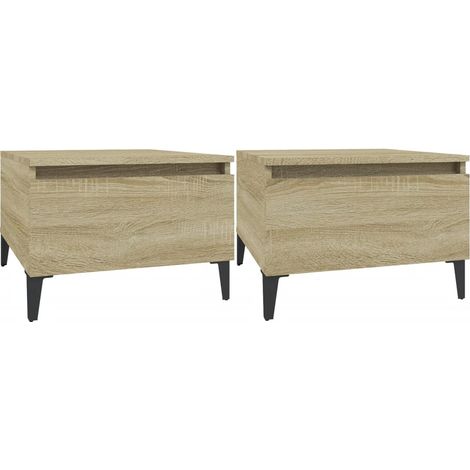 Lot de 2 tables d'appoint chevets avec tiroir 50 x 46 x 35 cm bois ingénierie couleur chêne DEC032631