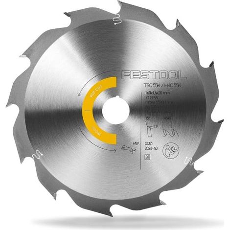 FESTOOL HW 160x1.6x20 PW 12T (578580) Plunge saw blade 160mm x 20mm x 12T